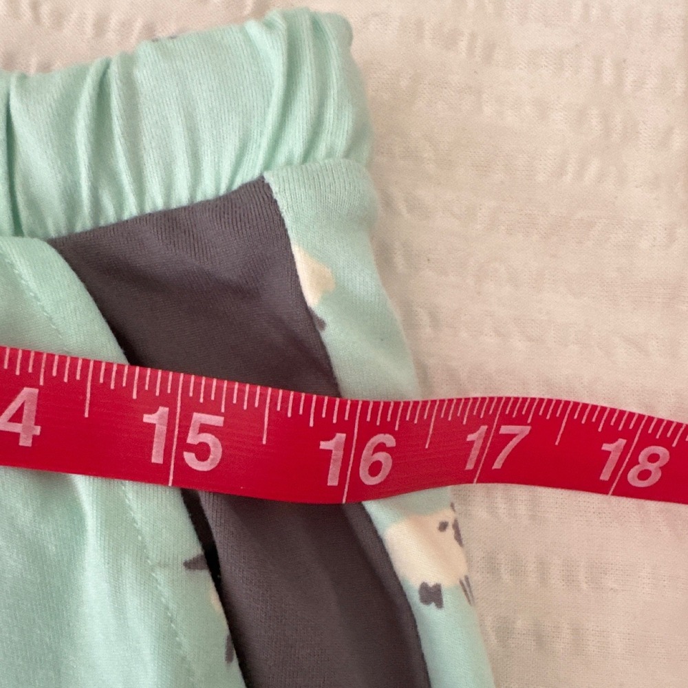 Munki Munki Pajama Set Womens XL Mint Green Sheep Print Short Sleeve Crop Pants - Picture 6 of 9